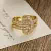 Wholesale Casual Modern Style Geometric Copper Plating Inlay Zircon 18k Gold Plated Open Rings