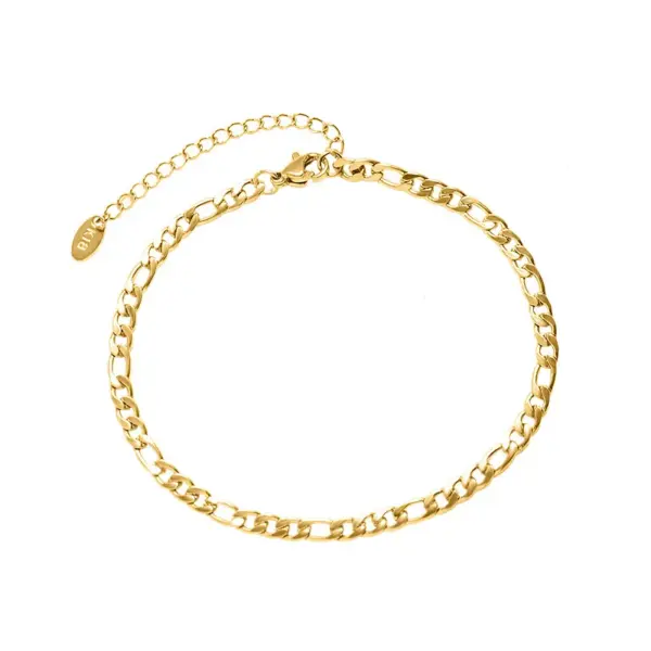 Geometric Foot Anklet 304 Stainless Steel Titanium Steel No Inlaid PVD Coated 18K Real Gold Plated Women'S Retro Fashion Anklet