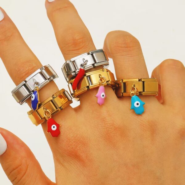 Wholesale Oil-drip palm eye ring titanium steel square module ring