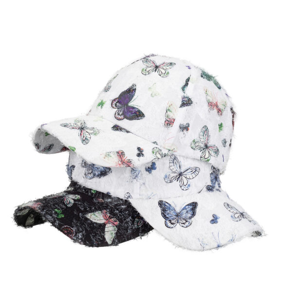 Wholesale Ethnic Style Hat Women's Summer Sun Hat Travel Shopping Butterfly Printed Hard Top Baseball Cap B1157