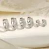 304 Stainless Steel Zircon Solid Color Hoop Earrings
