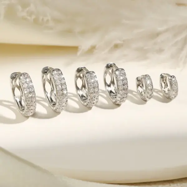 304 Stainless Steel Zircon Solid Color Hoop Earrings