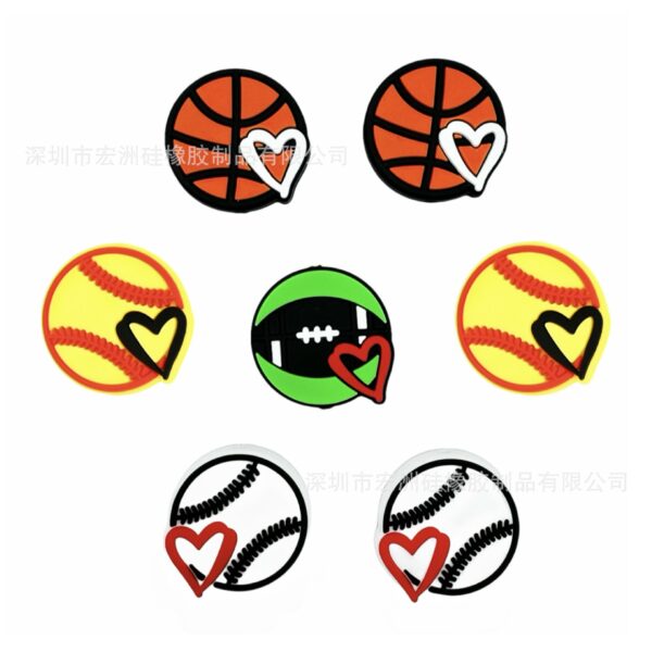 Wholesale [Hongzhou] ball sports theme new food grade silicone diy string pen keychain loose beads in stock