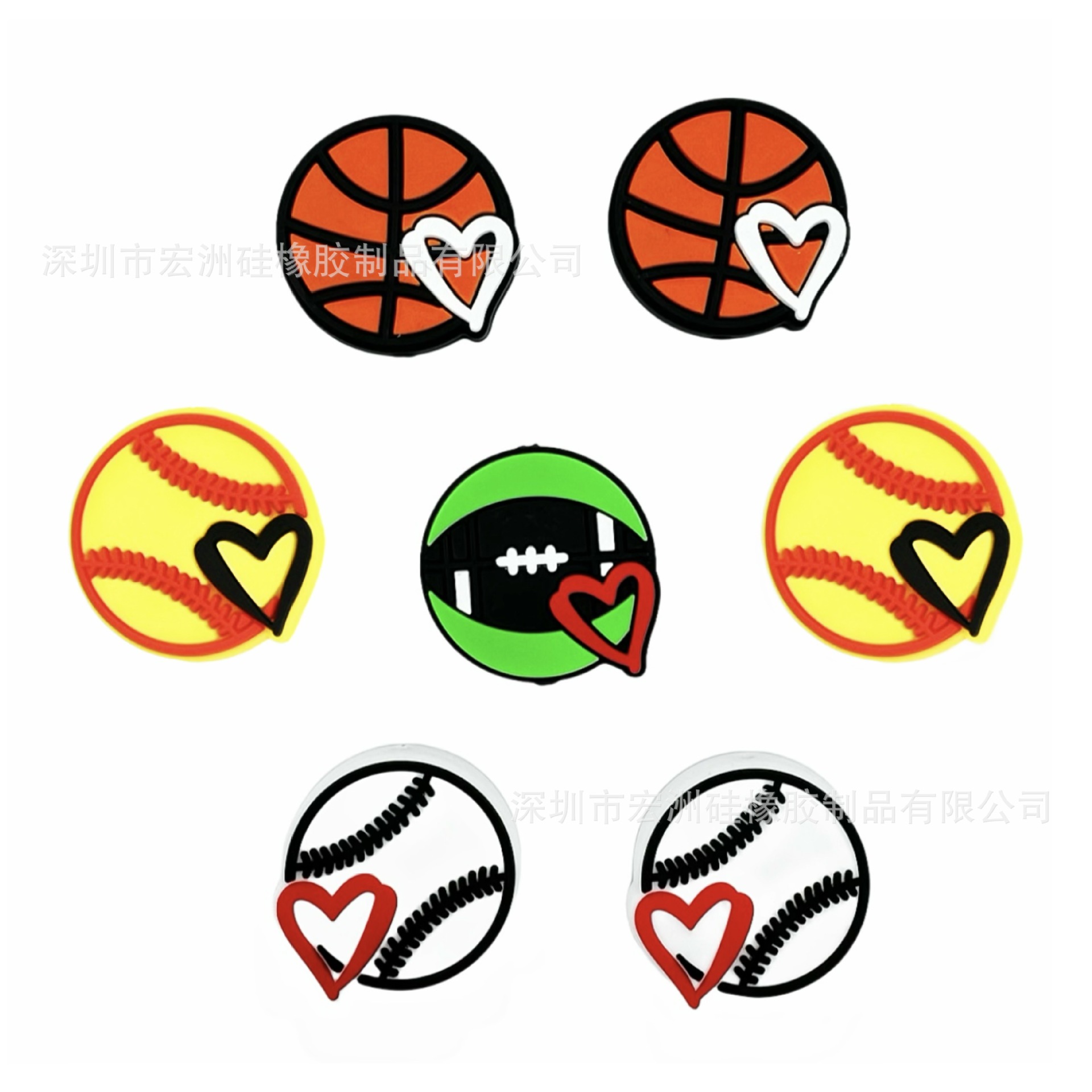 Wholesale [Hongzhou] ball srts theme new food grade silicone diy string pen keychain loose beads in stock
