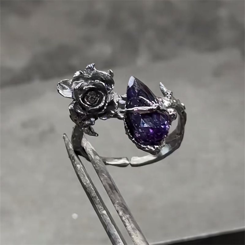 Wholesale "The world is dirty, sin and love sing the same song" INTJ black rose impression ring art hand-made food ring