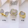 Wholesale Jewelry Classic Style Shiny Heart Shape Copper Zircon 18K Gold Plated Plating Open Rings
