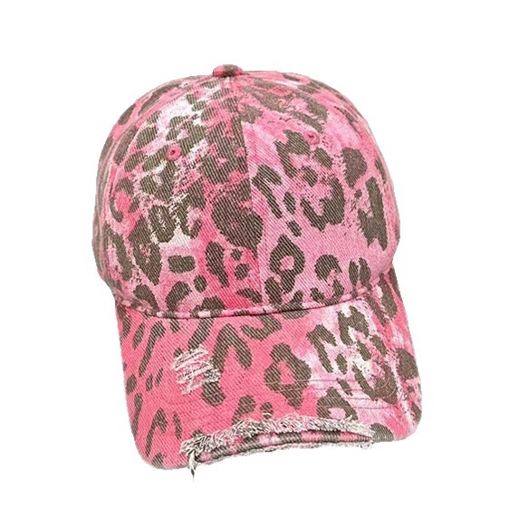 oly-6a9737d19bbf079e9359f92b99e076a4 Wholesale 2025 New Pink Leopard Print Ripped Baseball Cap, Fisherman's Hat, Women's Early Spring Fashionable Bucket Hat, Face-Slimming Cap, Men's Front Cap