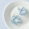 Wholesale Blue hollow five-pointed star silver needle earrings