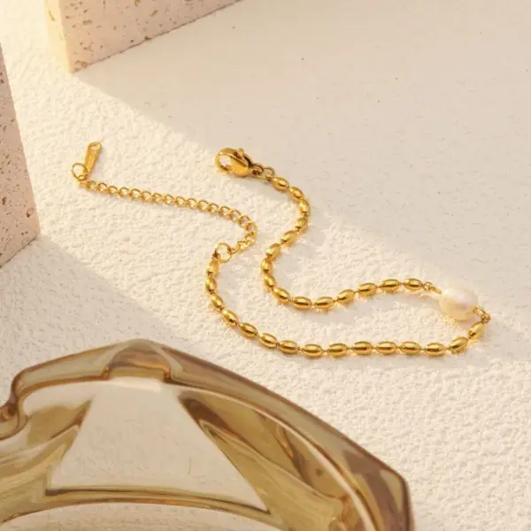 Wholesale 304 Stainless Steel Freshwater Pearl Geometric Ion Plating (IP) Pearl 18K Gold Plated Simple Style Classic Style Streetwear Waterproof Non Tarnish Inlay Jewelry Set