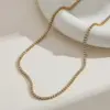 304 Stainless Steel Geometric PVD Coated Real Gold Plated Basic Modern Style Waterproof Non Tarnish Paperclip Chain Tennis Chain Bracelets Necklace