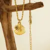 Wholesale PVD Coated 18K Gold Plated Shell 304 Stainless Steel Vacation Waterproof Non Tarnish 304 Stainless Steel Pendant Necklace