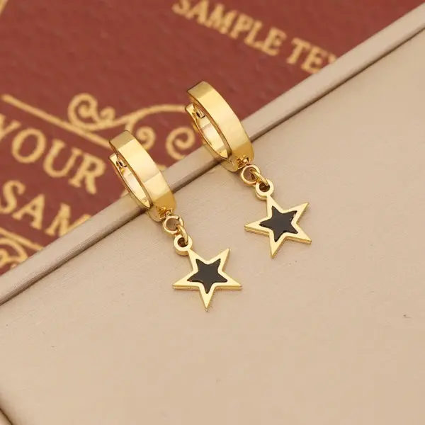 Wholesale 1 Pair Fashion Star Heart Shape Butterfly Stainless Steel Enamel Drop Earrings