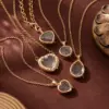 Wholesale Jewelry Shiny Water oplets Red Heart Copper Zircon Gold Plated Twisted Rope Chain Pendant Necklace