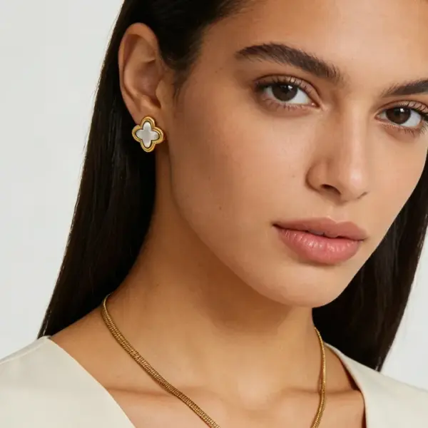 Wholesale Water Plated Imitation Gold Wind Heart/Butterfly/Flower/Geometric Earrings 304 Stainless Steel Three-Dimensional Stars