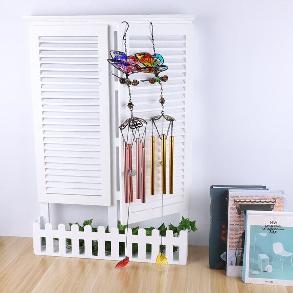 Wholesale Cross-border hot wind chimes 3D butterfly iron crafts creative metal glass painted hanging ornaments manufacturers in stock