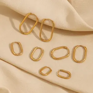 Wholesale PVD Coated Real Gold Plated 18K Gold U Shape 304 Stainless Steel Simple Style Waterproof Non Tarnish Earrings