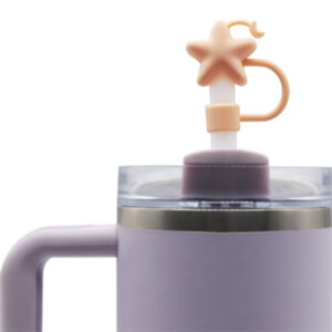 Silicone pure orange star and moon 10mm / Bag does not include straw