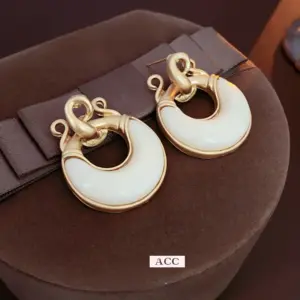 Silver Needle-Golden, round Hollow Resin Earrings