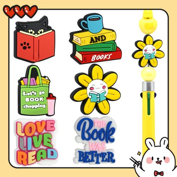 oly-6ab6824acbde8d78b7fcf90d43da7ac9 Wholesale Random 100pcs Student School Bookworm Beads