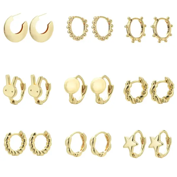 Wholesale Fashion Rabbit Geometric Plating Copper Earrings