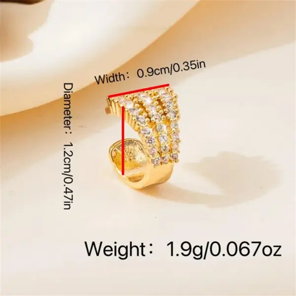 1 Piece Elegant Luxurious Geometric Plating Copper Zircon Ear Cus