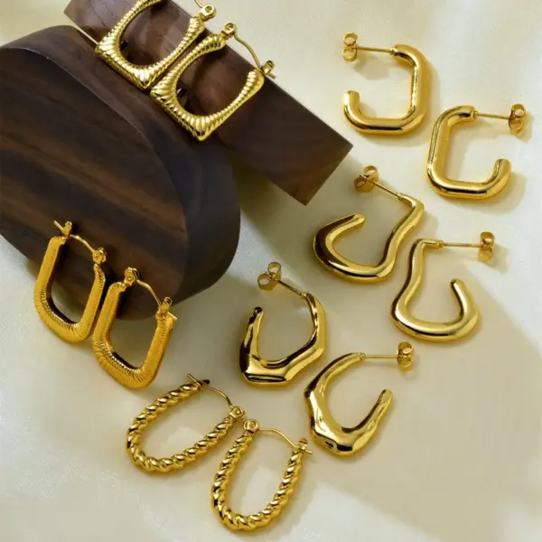 Electroplating Golden Plated Irregular 304 Stainless Steel Elegant Earrings