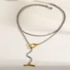 18K Gold Plated 201 Stainless Steel Vacuum Electroplating (In Furnace) Irregular Mixed Color (Jewelry Metal Contrast Color) Box Chain/Square Pearl Chain Double Layer Necklace For Women