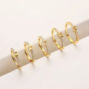 Wholesale Copper 18K Gold Plated IG Style Hip-Hop Simple Style Plating Inlay Constellation Zircon Adjustable Ring