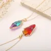 Wholesale Novelty Water Droplets Natural Stone Crystal Plating Inlay Natural Stone Gold Plated Pendant Necklace