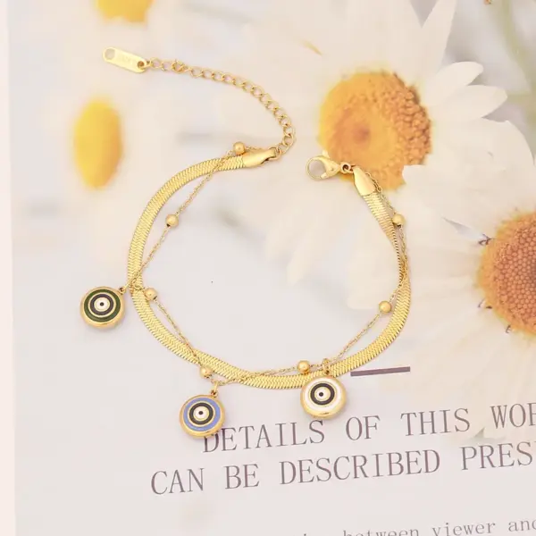 Wholesale PVD Coated 18K Gold Real Gold Plated Eye Stainless Steel Fashion Waterproof Non Tarnish 304 Stainless Steel Necklace