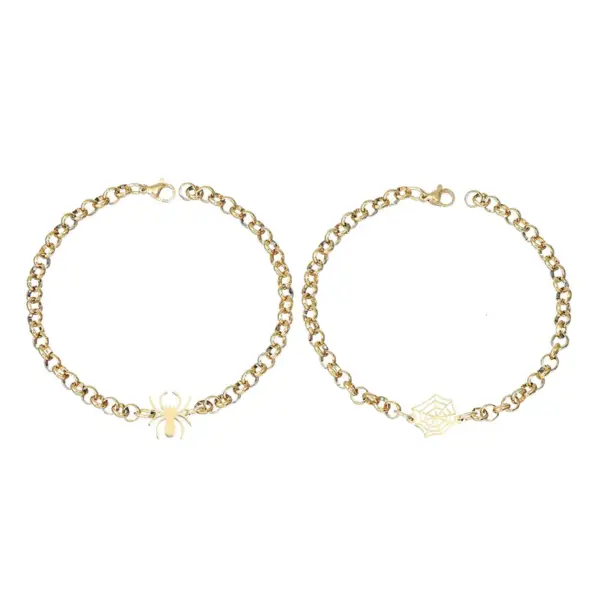 Wholesale Simple Style Commute Spider Web 304 Stainless Steel 18K Gold Plated Bracelets In Bulk Stainless Steel Bracelets Halloween