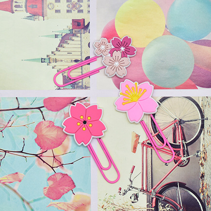 oly-6addab4601209a97b9e17c18d1a56769 Wholesale Random 50pcs Student Paper Clip Pink Peach Blossom Bookmark