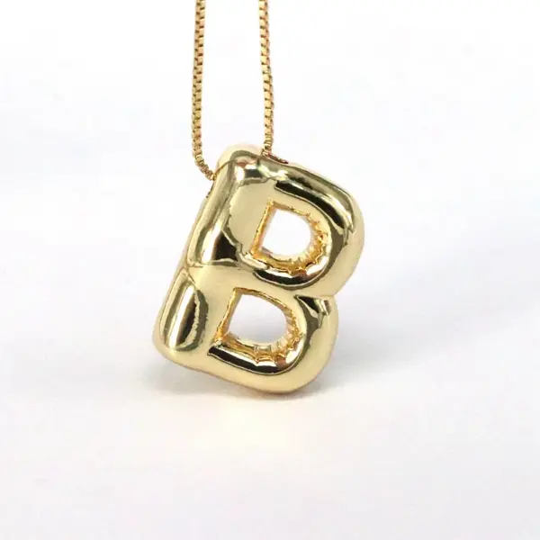 Wholesale Simple Style Classic Style Letter Copper 18k Gold Plated Pendant Necklace In Bulk