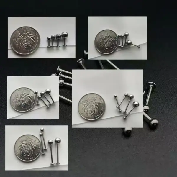 Wholesale Medical Grade 304 Stainless Steel Geometric Pattern Lip Studs Earrings Round Ball Lip Studs Tongue Studs Eyebrow Studs Underarm Studs Piercing Jewelry