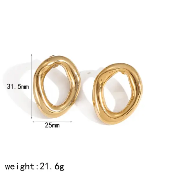 Wholesale PVD Coated Real Gold Plated 18K Geometric 304 Stainless Steel Simple Style Classic Waterproof Non Tarnish Earrings Necklace