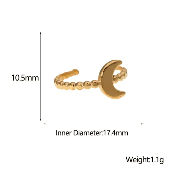 Wholesale Fashion Moon Titanium Steel Plating Open Ring 1 Piece