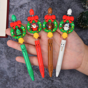 Quick-drying 0.5mm double-ball spring CS pen tip / Christmas Series Beaded Spinning Gel Pens [All 4 Designs Available]
