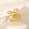 Wholesale PVD Coated 18K Gold Plated Star 304 Stainless Steel IG Style Waterproof Non Tarnish Open Ring