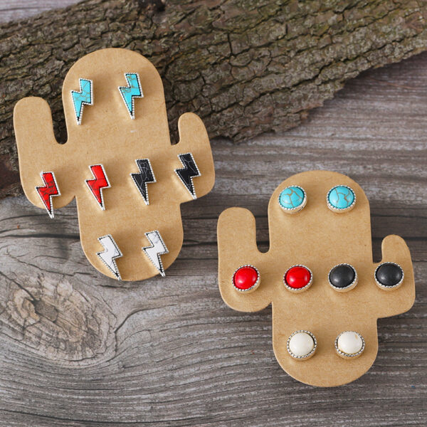 oly-6af1dd5d072676f4c53d788648ce6aef Wholesale Western Bohemian Lightning Round Turquoise Earring Set