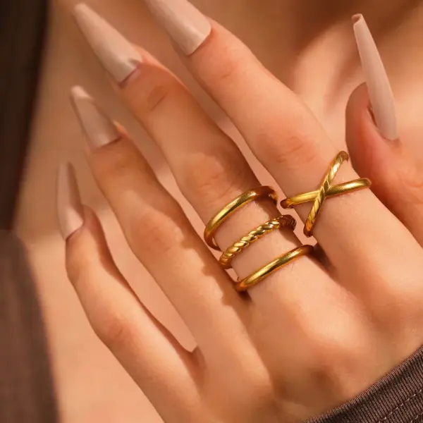 Wholesale Jewelry Hip-Hop Retro Solid Color 304 Stainless Steel Plating Rings