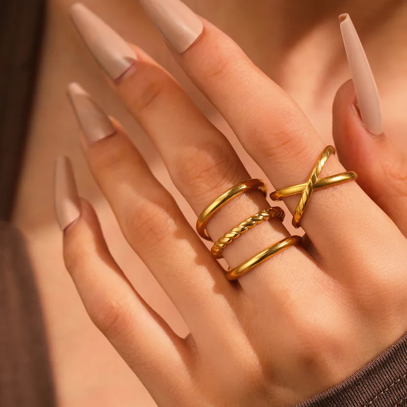 Wholesale Jewelry Hip-Hop Retro Solid Color 304 Stainless Steel Plating Rings