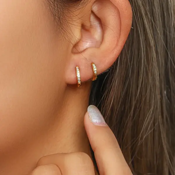 Wholesale PVD Coated Real Gold Plated Geometric Stainless Steel Fashion Waterproof Non Tarnish Earrings