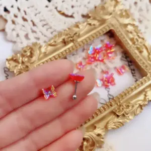 Aurora Red Butterfly Twist Ball Ear Bone Stud Single
