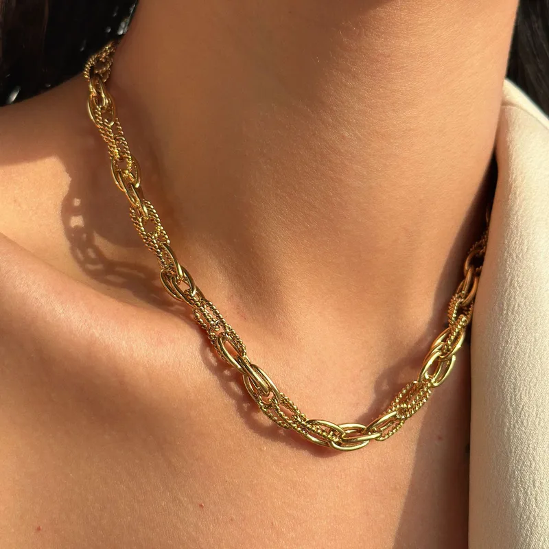Wholesale Simple Style Solid Color Titanium Steel Plating Necklace