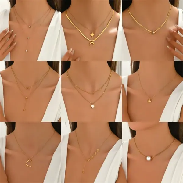 304 Stainless Steel Heart Shape PVD Coated Stone-Free 18K Real Gold Plated Casual Simple Style Commute Waterproof Non Tarnish Micro Super Whisper Thin Chain Necklace