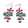 Wholesale Christmas Earrings Crutch Bow Printed Earrings