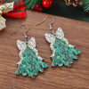 Wholesale Christmas Cow Pattern Bow Wooden Double-Sided Western Style Earrings