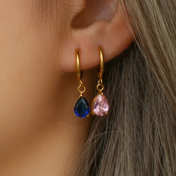 Wholesale PVD Coated Real Gold Plated 18K Gold Water Droplets 304 Stainless Steel Fashion Waterproof Non Tarnish Drop Earrings