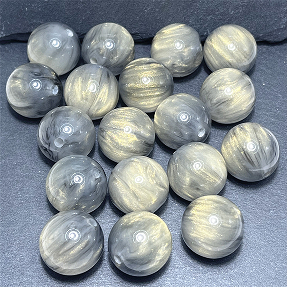 Wholesale Acrylic Quicksand Gold Imitation Cat's Eye Beads DIY Jewelry Mobile Phone Chain Bracelet Material Aessories
