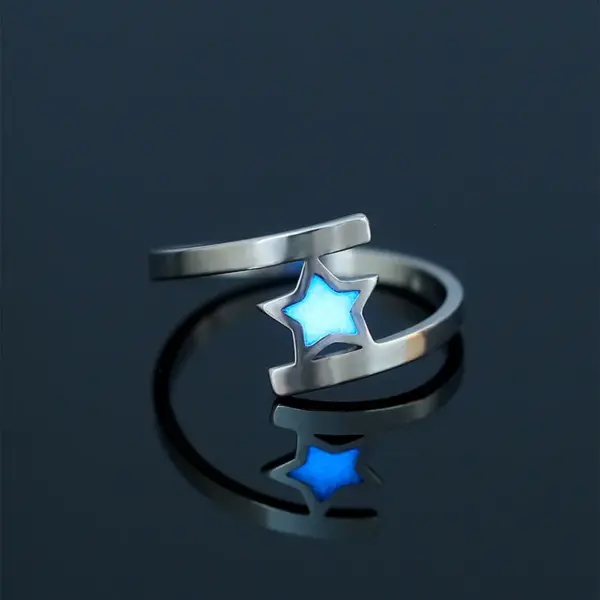Wholesale Jewelry Sweet Heart Shape Butterfly 201 Stainless Steel Zircon Luminous Inlay Stainless Steel Rings